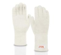 Long Keeper Winter Plush Fluffy Full Finger Gloves Womens Warm Extended Touchscreen Mitts Knit Stretchy Coloured Gloves For Driving Cycling Hiking (White)