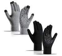 Long Keeper Winter Touch Screen Gloves - 2 Pairs Warm Lined Knit Gloves with Elastic Cuff for Non Slip Driving, Running, Texting