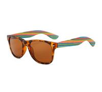 Long Keeper Wood Sunglasses for Women Men Classic Retro Square Sunglasses Bamboo Wooden Driving Sun Glasses for Hiking Travel UV400 Protection (Leopard Brown)