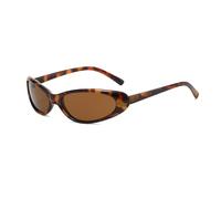 Long Keeper Wrap Around Sunglasses - Women Men Trendy Small Oval Y2K Sunglasses Retro 90s Rave Lightweight Sport Sun Glasses Sunnies UV400 (Leopard Brown)