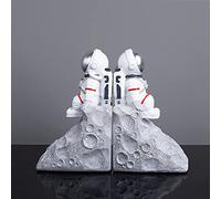 LONG-L Astronaut Bookends Decorative,Heavy Duty Resin Book End,Non-skid Bookend,Art Book Shelves,Book Racks For Books Movies,4.3x7.1in,RedSilver
