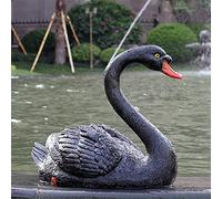 LONG-L Floating Resin Swan Figurine,Animal Duck Hunting Decoy,Fish Pond Landscaping Décor Garden Lawn Patio Outdoor Statue，Real Swan Size 17.7inch,D-black