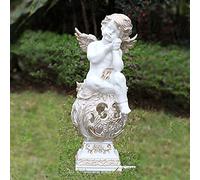 LONG-L Garden Solar Angel Statue,Outdoor Solar Powered Lantern Cherubs Figurines Ornaments,Car Paint FRP Weatherproof,Christmas Lawn Decor,illumination 8h,D