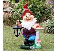 LONG-L Solar Gnome Statue Outdoor Garden,Gardening Solar LED Large Gnomes Figurines Ornaments,Hand-Painted Weatherproof Lawn Gnome Decorations,Giant Gnome Yard Decor,G