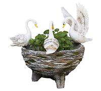 LONG-L Swan Garden Bird Statue,3 Pieces White Swan Figurine Plant Pots Flower Planters,Ornaments For Indoor Outdoor Decoration, Plant Containers,Home Garden Décor