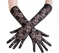Long Lace Gloves,Black Lace Gloves for Women White Lace Gloves Fingerles Elbow Length Evening Gloves for Wedding Prom 80s Floral Opera Ladies Fancy Dress Accessory Halloween Party Costumes Masquerade