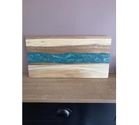 Long Large 45cm Handmade Acacia Wood Board Blue Resin River Chopping Serving Block charcuterie Cheese Board Home