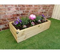 Long Large Decking Wooden Garden Planter Hand Made 60 80 100 120 145 cm - 2 Layers - Corner Covers (100 cm, Natural)