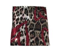 Long Large Rectangle Sheer Chiffon Black Tan Brown w/ Burgundy Red Heart Leopard Cheetah Animal Print Scarf Women's Scarf Hijab Shawl Pashmina Headband Bandana 25" in wide x 60" in long