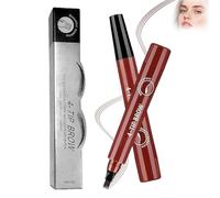 Long Lasting 4-Tip Brow Pen, Waterproof Smudge-Proof Eyebrow Pencil for Realistic Hair Stroke Finish, Easy to Use Eyebrow Marker for Fuller Natural Arches and Defined Shape(Reddish brown)
