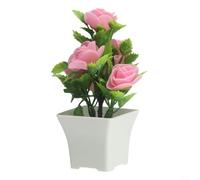 Long Lasting Artificial Bloom In Pot Featuring Vibrant Hues For Wedding Party Office Home Balcony Courtyard Shop Restaurant Decor Rose Red Shade(light red)