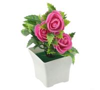 Long Lasting Artificial Bloom In Pot Featuring Vibrant Hues For Wedding Party Office Home Balcony Courtyard Shop Restaurant Decor Rose Red Shade(rose red)