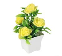 Long Lasting Artificial Bloom In Pot Featuring Vibrant Hues For Wedding Party Office Home Balcony Courtyard Shop Restaurant Decor Rose Red Shade(yellow)