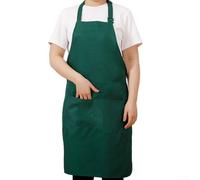 Long Lasting Chef Bib Apron Dress for Kitchen Restaurant, Waterproof and with Pockets (green)