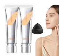 Long Lasting Full Coverage Liquid Foundation, Flawless Liquid Foundation Makeup, Easy Blur Natural Foundation, Hydrating Full Coverage, Transfer-Resistant for All Skin Types (#02 ×2)