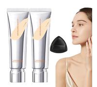 Long Lasting Full Coverage Liquid Foundation, Flawless Liquid Foundation Makeup, Easy Blur Natural Foundation, Hydrating Full Coverage, Transfer-Resistant for All Skin Types (#01 ×2)