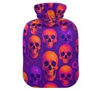 Long Lasting Heat PVC Hot Water Bag for Muscle Ache & Menstrual | Heat Insulation Protective Sleeve Pain Relief Hot Bag Menstrual Discomfort Ease Vibrant Colorful Skull Head