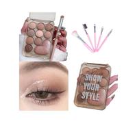 Long Lasting Highly Pigmented 10 Shade Eyeshadow Palette Compact with Applicator Brushes Eeyeshadow Set