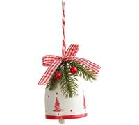 Long lasting Iron Christmas Bell Bow Wind Chime for Hanging on Tree, Wall, or Door to Create a Joyful Holiday Ambiance (White)