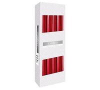 Long-Lasting & Mess-Free Colour-Dipped Taper Candles - 7 Hour Burn, Vibrant Colours (Pack of 10) (Tapered, Metalic Red)