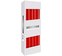 Long-Lasting & Mess-Free Colour-Dipped Taper Candles - 7 Hour Burn, Vibrant Colours (Pack of 10) (Tapered, Red)