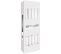 Long-Lasting & Mess-Free Colour-Dipped Taper Candles - 7 Hour Burn, Vibrant Colours (Pack of 10) (Tapered, White)