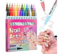 Long-Lasting Nail Marker Pen with 24 Waterproof Colours - Fine Tip and Quick Drying Nail Pens for Travel, Indoor Parties, Gift Idea for Girlfriend, Wife, Family