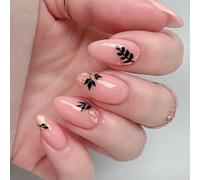 Long Lasting Tip Black Glitters Designs Quick Installation False Nails for Daily Event 24pcs French Glitters Fake Nails