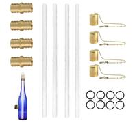 Long-lasting torch wishes, outdoor torch kit with copper lid, brass support, garden lights for decorations with wine bottles, torches for patio and c, 4 pieces., see description, See description