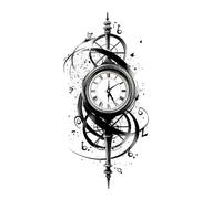 Long-lasting Waterproof Temporary Tattoo Stickers Simulated Non-reflective Time Pendulum Clock Pattern Arm Fake Tattoos(1pcs)