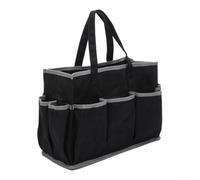 Long Lasting Waxed Canvas Tool Tote Bag with 10 External Pockets for Gardeners and Utility Tasks (black)