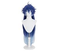 Long Layered Blue Gradient Cosplay Wig for Men Male Anime Game Costume Wigs Realistic Heat Resistant Synthetic Wig for Halloween Anime Conventions