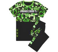 (Long Leg, 11-12 Years) Minecraft Pyjamas For Boys | Kids Long Or Short Bottoms Options & Gamer T-Shirt | Childrens Creeper PJ Set Merchandise Gifts