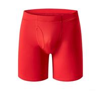 Long Leg Men's Plus Size Trunks with Side Open Pouch Designed for Comfort and Mobility Soft 95% Polyester 5% Spandex Underwear (4XL Red)