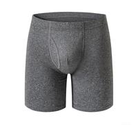 Long Leg Men's Plus Size Trunks with Side Open Pouch Designed for Comfort and Mobility Soft 95% Polyester 5% Spandex Underwear (2XL Dark Grey)