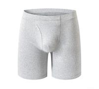 Long Leg Men's Plus Size Trunks with Side Open Pouch Designed for Comfort and Mobility Soft 95% Polyester 5% Spandex Underwear (3XL Light Grey)