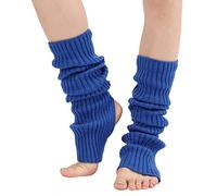 Long Leg Warmer, Women’s Men 80s Party Ribbed Knit Dance Sports Cable Knitted Thigh high Leg Warmers Extra Long Stirrup Warm Footless Yoga Socks Stockings Blue
