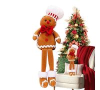 Long Legs Christmas Gingerbread Man, Soft Plush Gingerbread Man Doll With Chef Hat And Bow Decoration, Long-legged Gingerbread Man Doll Christmas Decoration For Fireplace, Bedside Table, Sofa