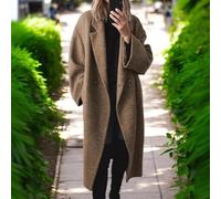 Long Length Polyester Womens Trench Coat Designed for Autumn Winter with Solid Color and Casual Style Elements (XXL Coffee)