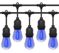 Long Life Lamp Company 10 Bulb 10 Meter Outdoor LED Festoon String Lights Coloured Blue 1w Vintage Bulbs IP64 240v Heavy Duty