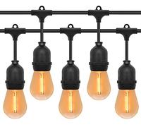 Long Life Lamp Company 10 Bulb 10 Meter Outdoor LED Festoon String Lights Coloured Orange 1w Vintage Bulbs IP64 240v Heavy Duty