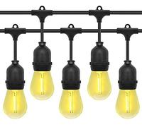 Long Life Lamp Company 10 Bulb 10 Meter Outdoor LED Festoon String Lights Coloured Yellow 1w Vintage Bulbs IP64 240v Heavy Duty