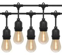 Long Life Lamp Company 10 Bulb 10 Meter Outdoor LED Festoon String Lights Warm White 1w Vintage Bulbs IP64 240v Heavy Duty