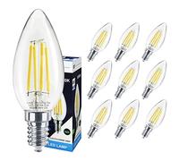 Long Life Lamp Company 10 LED Candle Bulb E14 Cool White Light 4w Clear Glass Small Edison Screw 5000k Non Dimmable