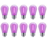 Long Life Lamp Company 10 Pack 1w LED Coloured Lights Bulbs Clear Glass Edison Screw E27 Retro Vintage Filament Decorative and Festoon Lamps 8 Options (Purple)