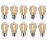 Long Life Lamp Company 10 Pack 1w LED Coloured Lights Bulbs Clear Glass Edison Screw E27 Retro Vintage Filament Decorative and Festoon Lamps 8 Options (Warm)