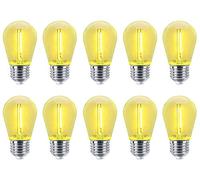 Long Life Lamp Company 10 Pack 1w LED Coloured Lights Bulbs Clear Glass Edison Screw E27 Retro Vintage Filament Decorative and Festoon Lamps 8 Options (Yellow)