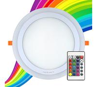 Long Life Lamp Company 18w Round LED Ceiling Mood Light Panel Cool White with 6w RGB Colour Changing Ambient Ring Remote Controlled