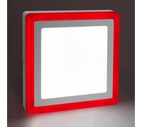 Long Life Lamp Company 18w Square LED Ceiling Light Cool White with Red Ambient Rim Surface Mount Easy Install