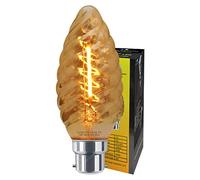 Long Life Lamp Company 1w LED Twisted Candle B22 Vintage Filament Light Bulb Smoke Glass